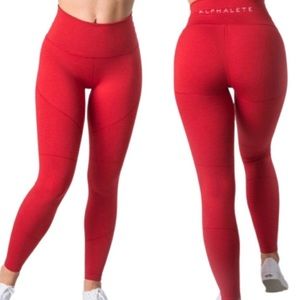 Alphalete Revival R6 Leggings in Coral Red - Size Medium